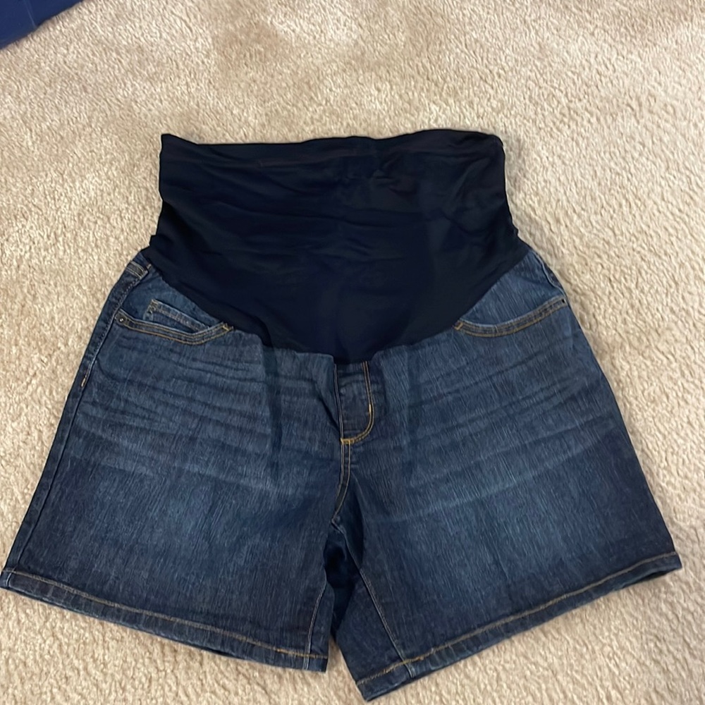 Maternity Jean shorts with belly band-Medium